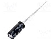 Capacitor: electrolytic; THT; 15uF; 63VDC; Ø5x11mm; Pitch: 2mm; ±20% Elite