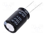 Capacitor: electrolytic; THT; 330uF; 100VDC; Ø16x25mm; Pitch: 7.5mm Elite