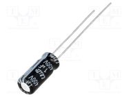 Capacitor: electrolytic; THT; 1uF; 400VDC; Ø5x11mm; Pitch: 2mm; ±20% Elite