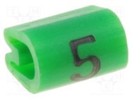 Markers; Marking: 5; 2÷3.2mm; PVC; green; -45÷70°C; leaded 