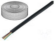 Wire: telecommunication cable; 6x28AWG; stranded; black; 100m 