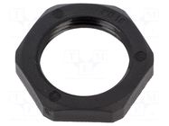 Nut; PG16; polyamide; Thk: 6mm; Spanner: 30mm; black; Thread: PG HUMMEL