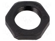 Nut; PG9; polyamide; Thk: 5mm; Spanner: 22mm; black; Thread: PG HUMMEL