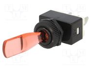 Switch: toggle; Pos: 2; SPST; ON-OFF; 6A/12VDC; -25÷70°C; 12V 