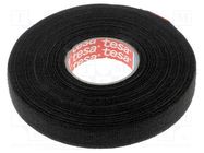 Tape: textile; W: 15mm; L: 25m; Thk: 0.3mm; Automotive; black; 105°C TESA