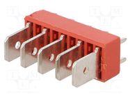 Terminal: spade terminal strip; 6.4mm; 0.8mm; THT; steel; tinned KEYSTONE