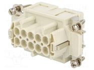 Connector: HDC; contact insert; female; S-EP; PIN: 10; 10+PE; 16A MOLEX