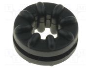 Grommet; Ømount.hole: 6.3mm; black; Panel thick: max.1.2mm 