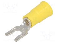 Tip: fork; M4; Ø: 4.32mm; crimped; for cable; insulated; yellow KEYSTONE