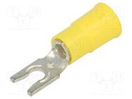 Tip: fork; M3,5; Ø: 3.66mm; crimped; for cable; insulated; yellow KEYSTONE