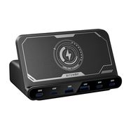 Blitzwolf BW-S27 160W, 2xUSB-A, 4xUSB-C, 15W wireless charger (black), BlitzWolf