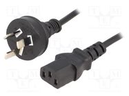 Cable; 3x0.75mm2; AS/NZS 3112 (I) plug,IEC C13 female; PVC; 1.8m 