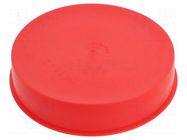 Plugs; Body: red; Out.diam: 119.9mm; H: 28.9mm; Mat: LDPE; push-in SUNDPLAST