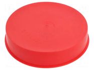 Plugs; Body: red; Out.diam: 119.9mm; H: 28.9mm; LDPE; push-in; round SUNDPLAST