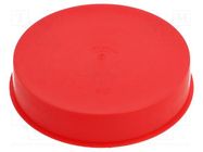 Plugs; Body: red; Out.diam: 115.6mm; H: 23mm; Mat: LDPE; push-in SUNDPLAST