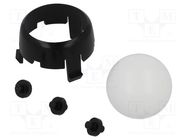 Ball casters; Kit: ball,housing; black; push-in; Tip mat: plastic 