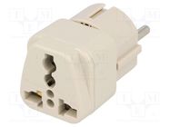 Transition: adapter; 2P+PE; 250VAC; 10A; Type: Uni-Schuko; white 