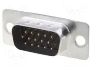 D-Sub HD; PIN: 15; socket; male; straight; THT; 5A; 20mΩ ADAM TECH