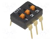 Switch: DIP-SWITCH; Poles number: 3; ON-OFF; 0.025A/24VDC; Pos: 2 OMRON Electronic Components