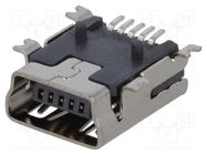 Connector: USB B mini; socket; on PCBs; SMT; PIN: 5; horizontal KEYSTONE