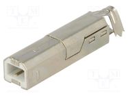 Connector: USB B; plug; for cable; soldering; PIN: 4; straight; 1A KEYSTONE