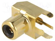 Connector: RCA; socket; female; angled 90°; THT; brass; gold-plated KEYSTONE