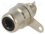 Socket; RCA; female; straight; soldering; brass; nickel plated KEYSTONE