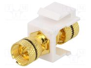 Coupler; socket; female x2; Keystone; gold-plated; straight; black 