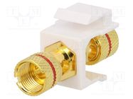 Coupler; socket; female x2; Keystone; gold-plated; straight; red 