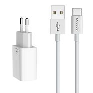 Mcdodo USB Dual Charger CH-6721 (EU) Type-C 1m Travel set (white), Mcdodo