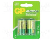 Battery: zinc-carbon; C; 1.5V; non-rechargeable; 2pcs; GREENCELL GP