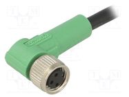 Connection lead; M8; PIN: 3; angled; 1.5m; plug; 250VAC; 4A; SAC; PVC PHOENIX CONTACT