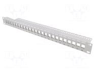 Patch panel; patch panel; Keystone; rack; grey; Height: 1U LOGILINK