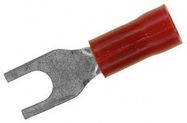 TERMINAL, SPADE/FORK, #6, CRIMP, RED, FULL REEL