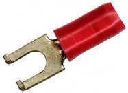 TERMINAL, SPADE/FORK, #6, CRIMP, RED