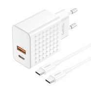 Foneng EU42 USB-C+USB-A 20W power charger + USB-C - USB-C cable (white), Foneng