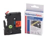 LABEL TAPE, BLACK ON RED, 8MX9MM, PET