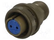 Connector: circular; plug; for cable; PIN: 2; female; soldering; 97 AMPHENOL