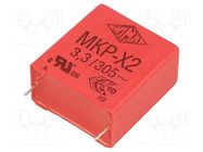 Capacitor: polypropylene; X2; 3.3uF; 17x34.5x31.5mm; THT; ±10% WIMA