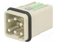 Connector: HDC; contact insert; male; 16A; 400V; Han Q; PIN: 6; 5+PE HARTING
