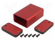 Enclosure: with panel; 1455; X: 45mm; Y: 25mm; Z: 60mm; aluminium; red HAMMOND