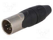 Connector: XLR; plug; male; PIN: 4; straight; for cable; soldering AMPHENOL