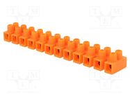 Terminal block; screw terminal; 16mm2; 400V; 76A; ways: 12; orange 