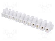 Terminal block; screw terminal; 4mm2; 400V; 32A; ways: 12; white PAWBOL