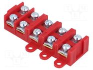 Terminal block; screw terminal; 1.5÷4mm2; 380V; ways: 5; red 