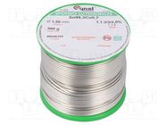 Tin; lead free; Sn99Ag0,3Cu0,7; 1.5mm; 500g; reel; 216÷227°C; 3% 