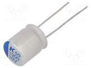 Capacitor: polymer; low ESR; 1000uF; 10VDC; ESR: 13mΩ; THT; ±20% KEMET