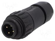 Connector: circular; plug; for cable; PIN: 4; male; screw terminal AMPHENOL