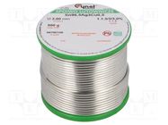 Tin; lead free; Sn96,5Ag3Cu0,5; 2mm; 500g; reel; 217÷219°C; 3% CYNEL