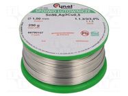 Tin; lead free; Sn96,5Ag3Cu0,5; 1mm; 250g; reel; 217÷219°C; 3% 